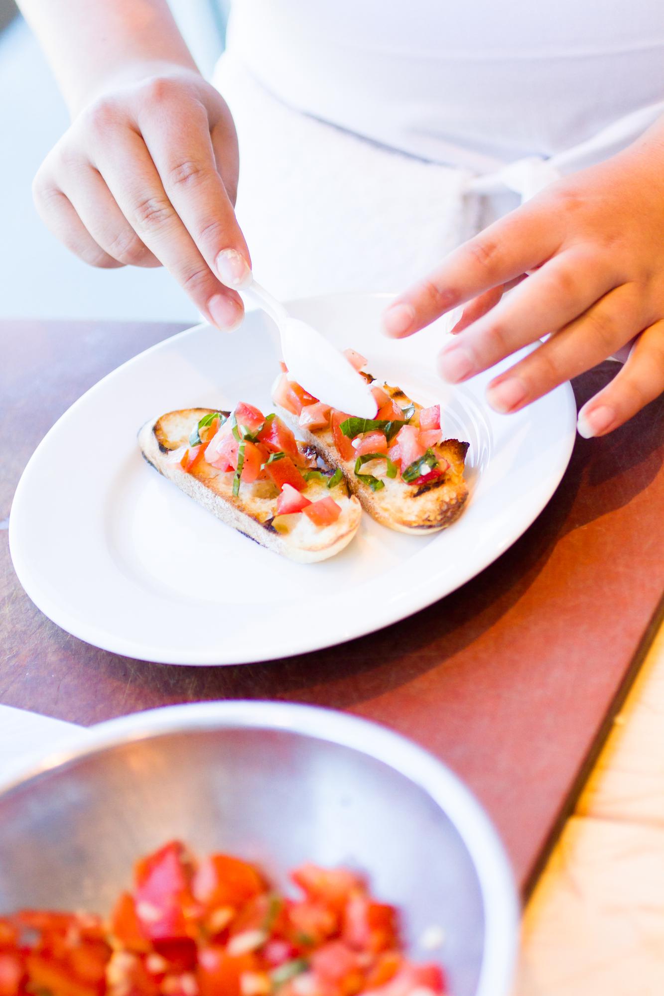 Close-up of plated course from a student in class